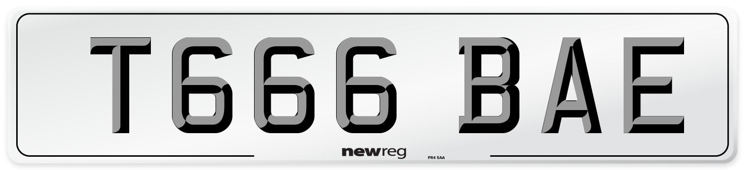 T666 BAE Number Plate from New Reg
